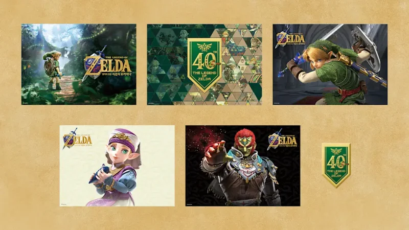 Nintendo Store 패키지 구매 특전인 아트카드 5종과 스티커 공식 예시